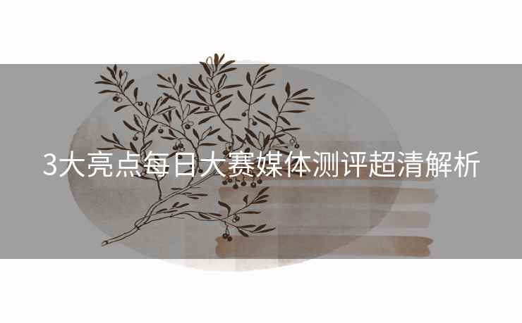 3大亮点每日大赛媒体测评超清解析